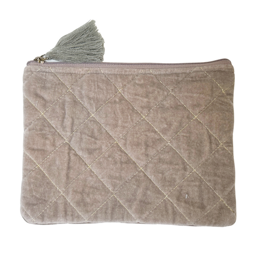 Plush Velour Pouch with Gold Tinsel Stitching