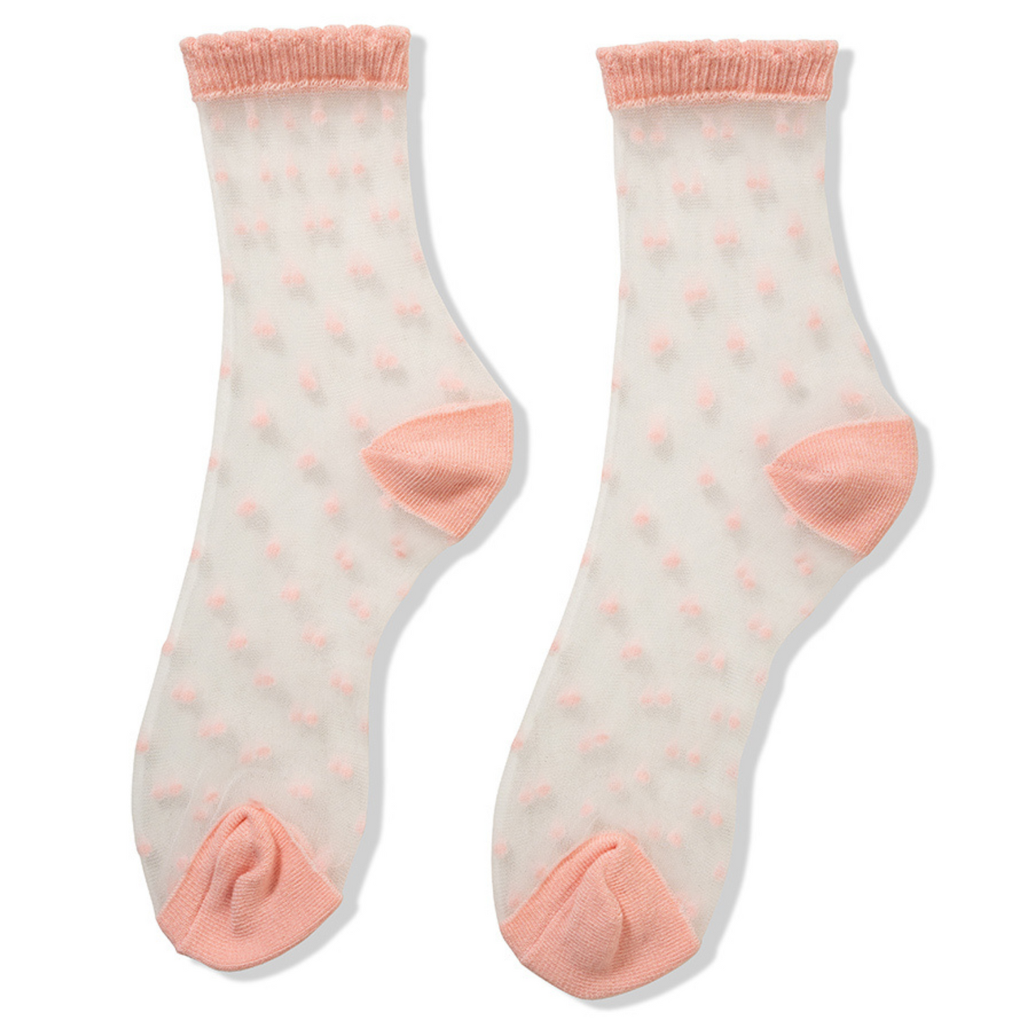 Sheer Polka Dot Mesh Crew Socks