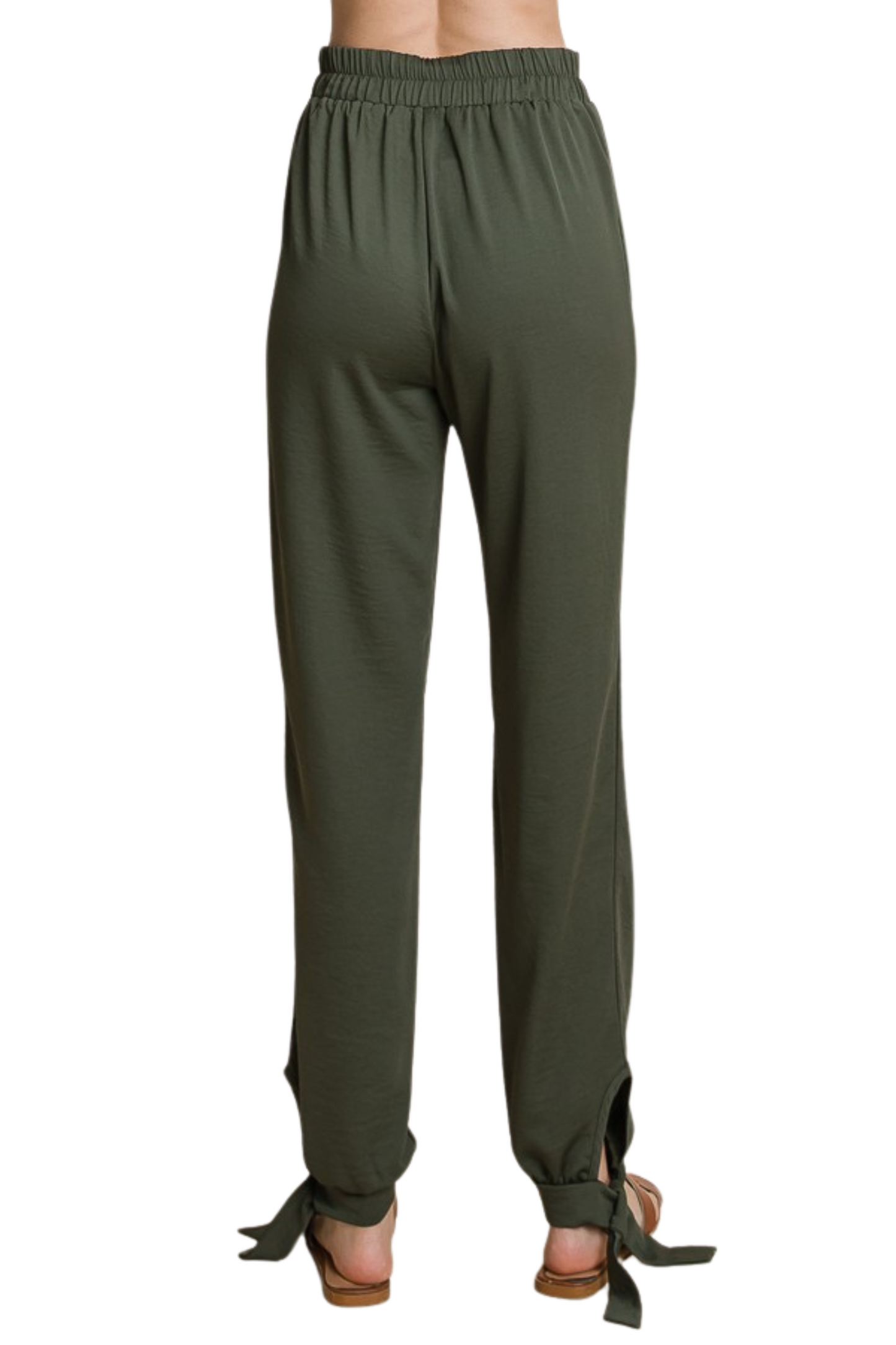 Woven Jogger Pants with Ankle Ties