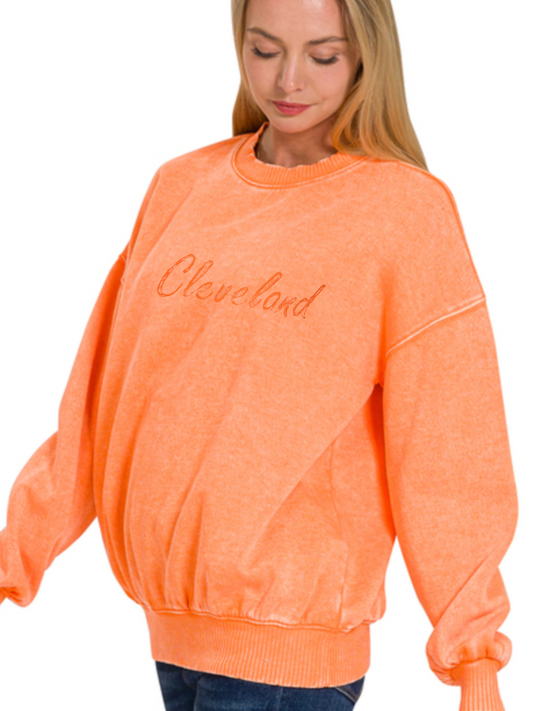 Script Cleveland Hand Stamped Oversized Pullover