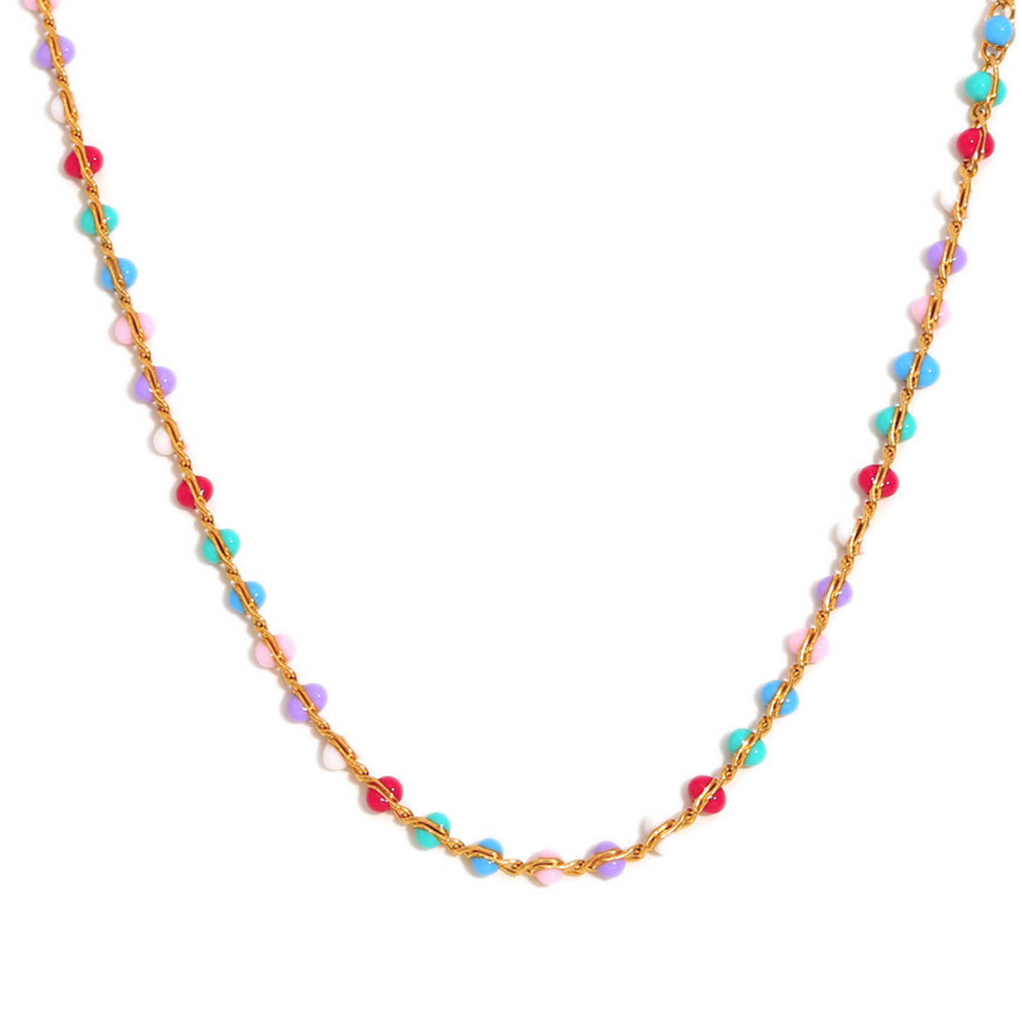 Woven Chain & Bead Choker Necklace