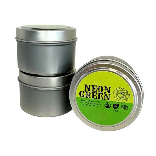 Neon Green 4 Ounce Tin Soy Candle
