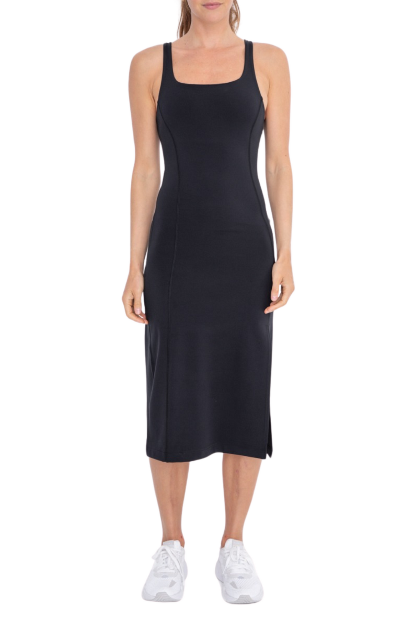 Square Neck Bodycon Midi Active Dress