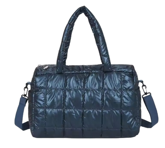 Metallic Quilted Puffer Mini Duffle Bag