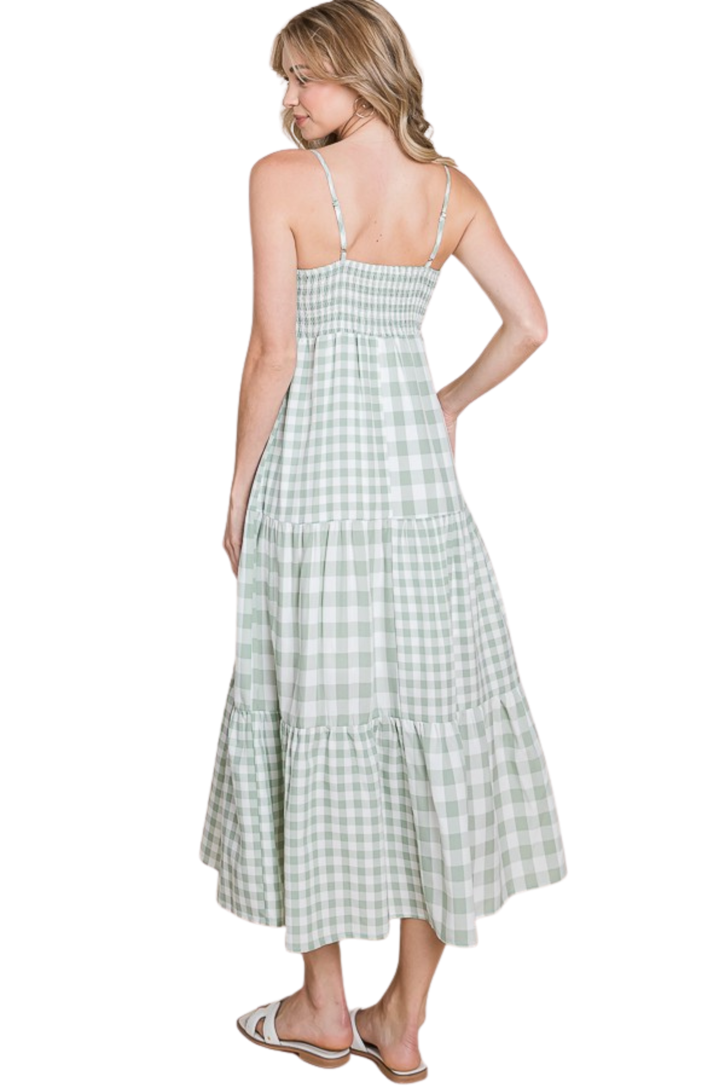 Tiered Gingham Maxi Dress