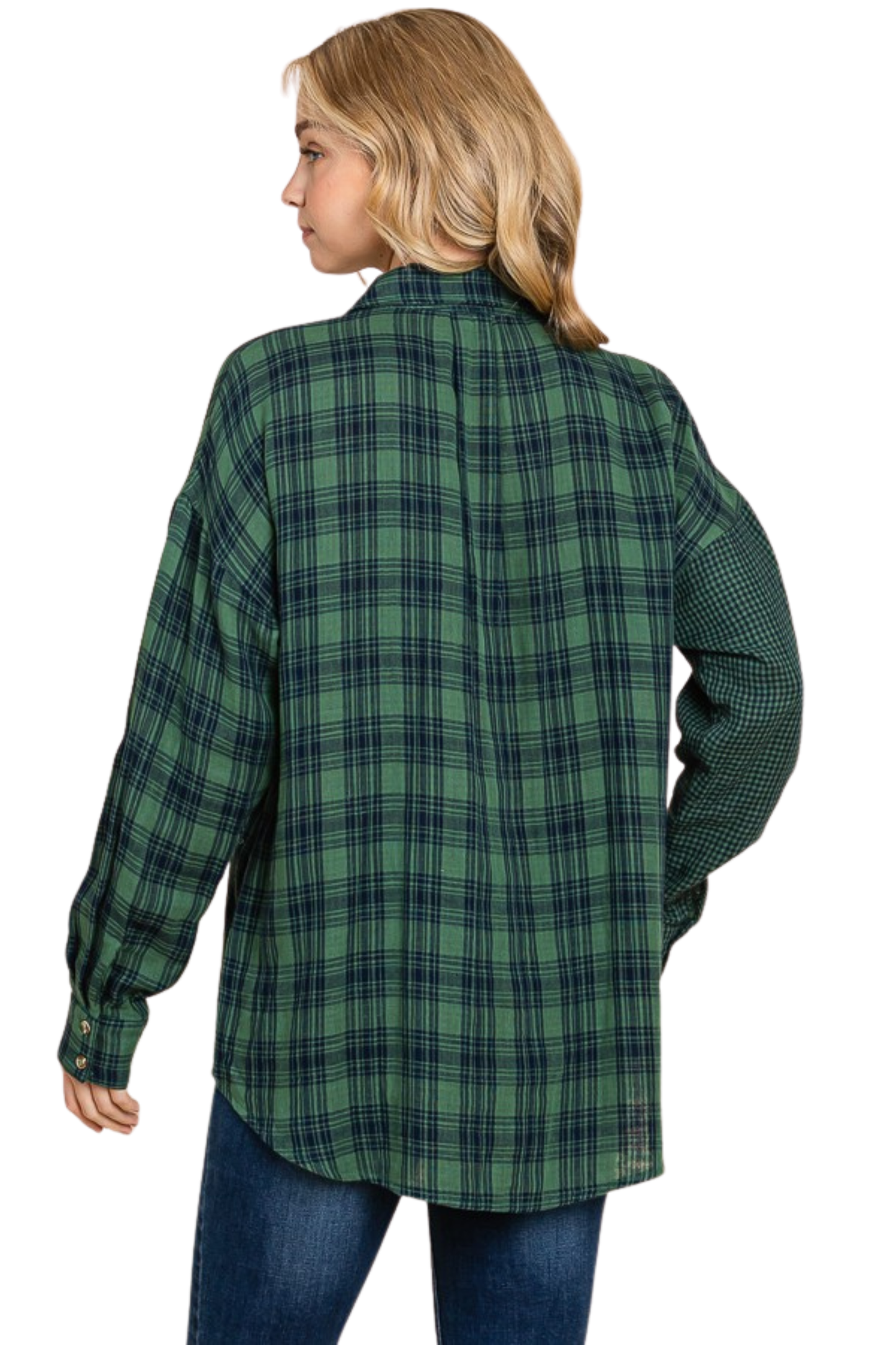 Light Weight Contrast Plaid Button Up Shirt