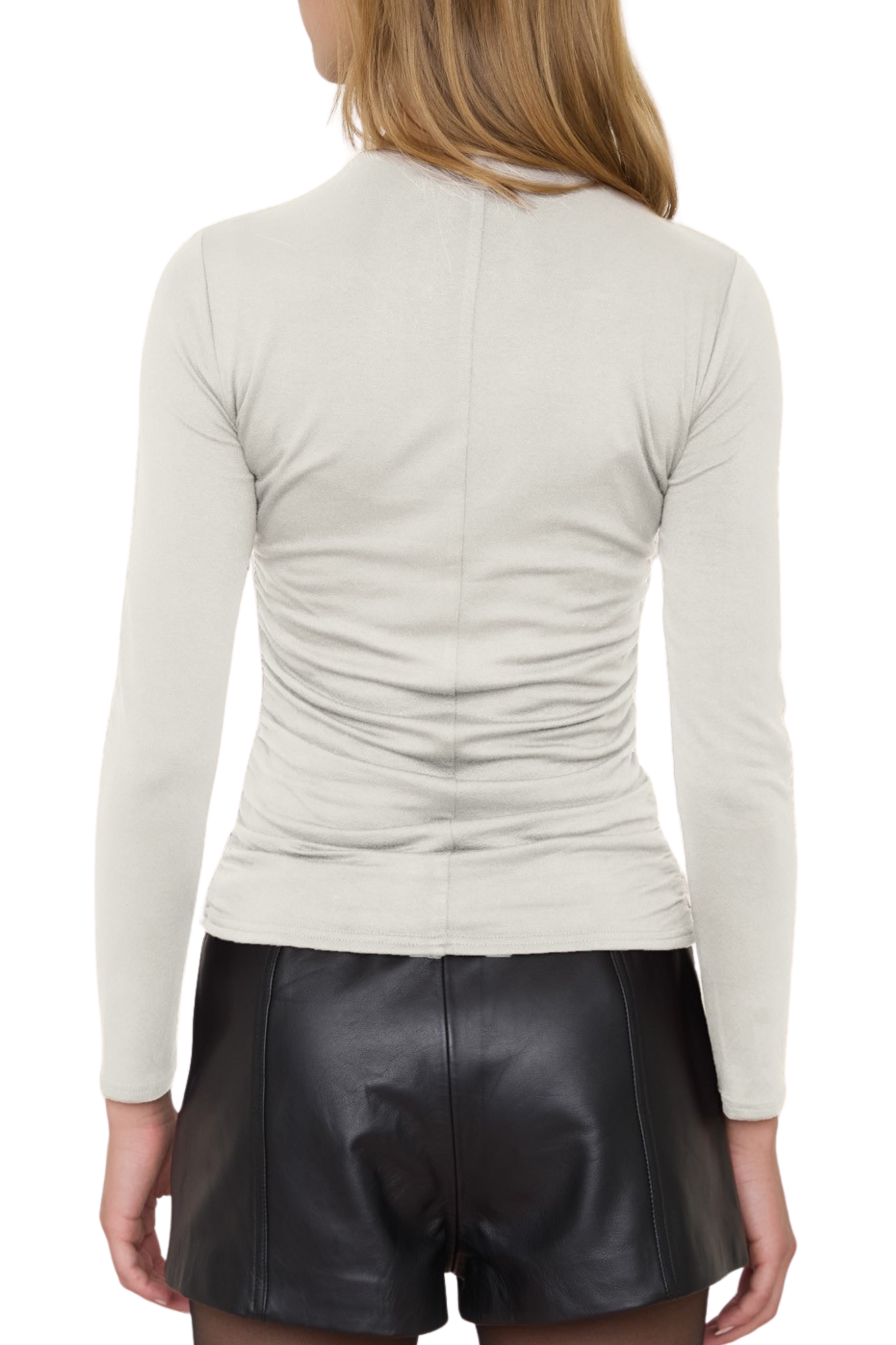 Ruched Side Long Sleeve Knit Top