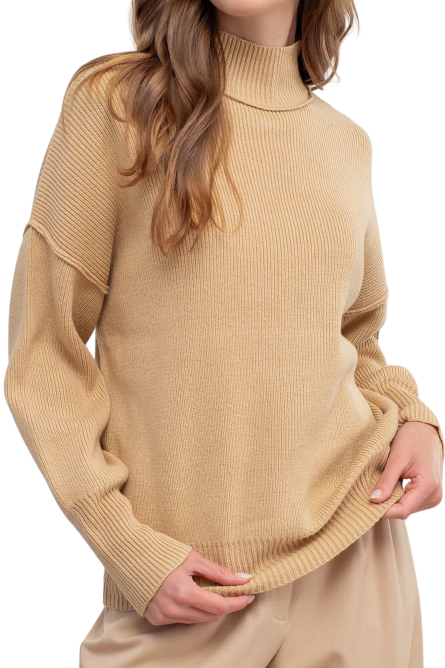 Mock Neck Ribbed Sweater