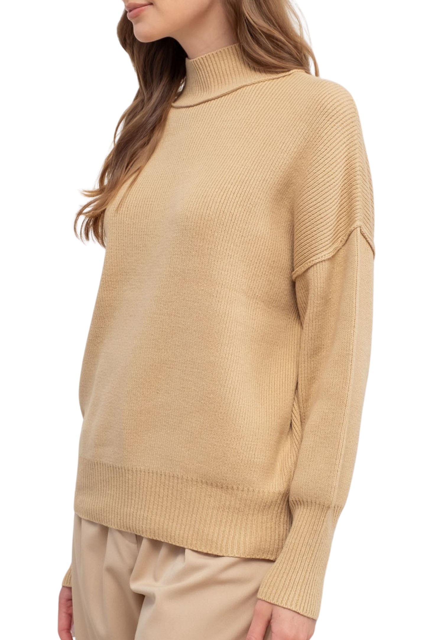 Mock Neck Ribbed Sweater
