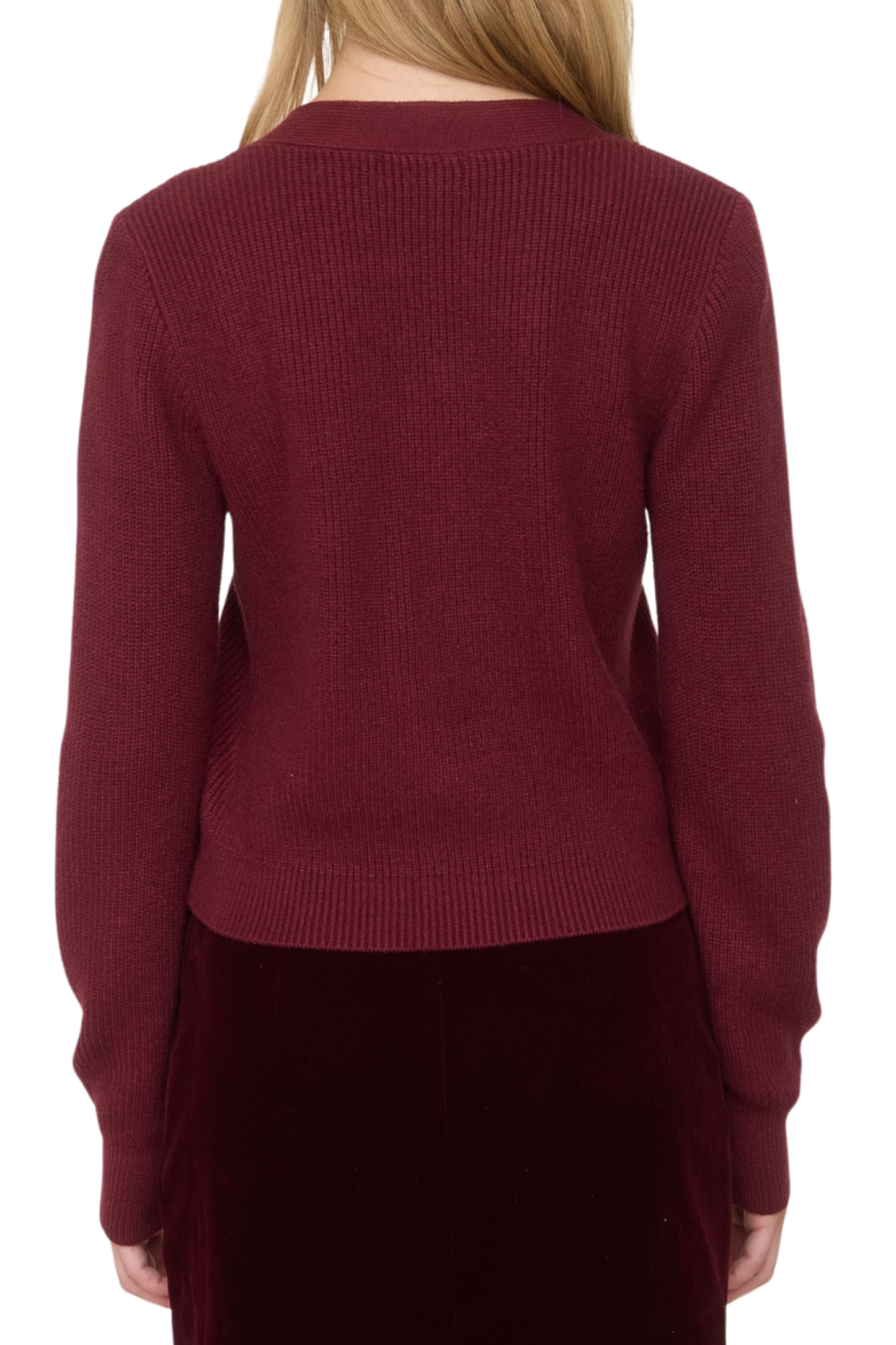 Front Jewel Bow Detail Long Sleeve Knit Cardigan