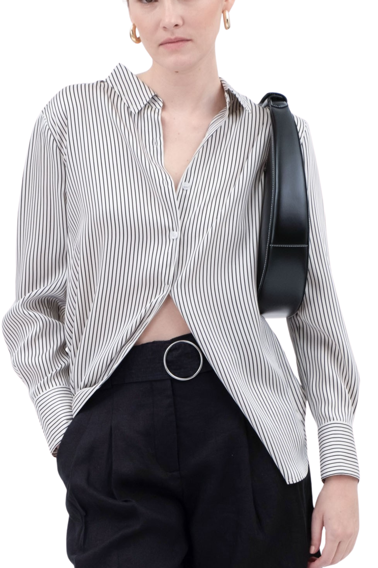 Pinstripe Button Up Woven Top