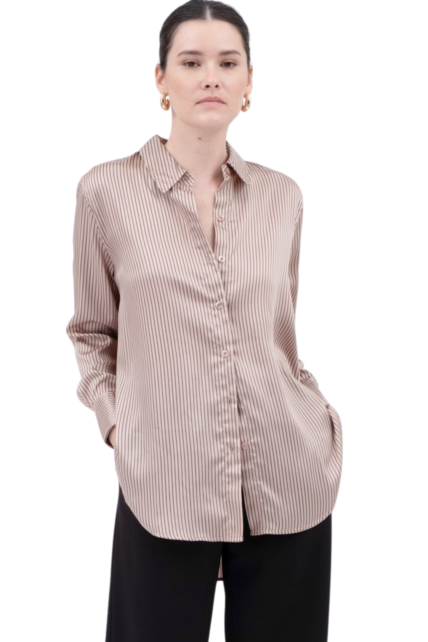 Pinstripe Button Up Woven Top