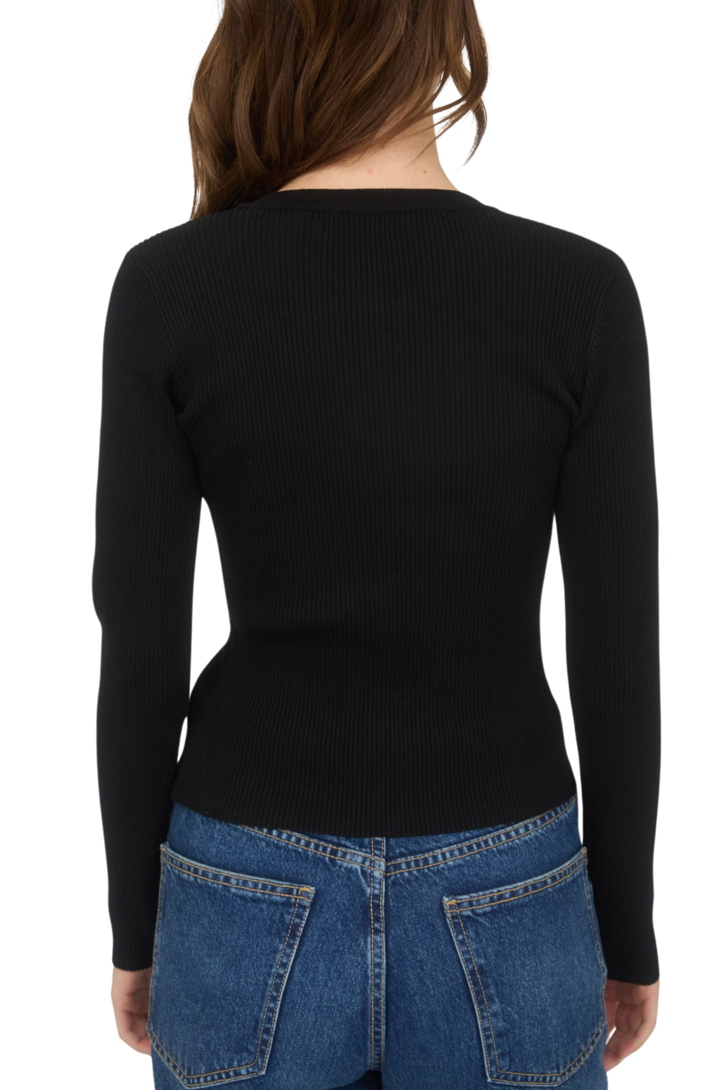 Snap Button Down Round Neck Knit Cardigan