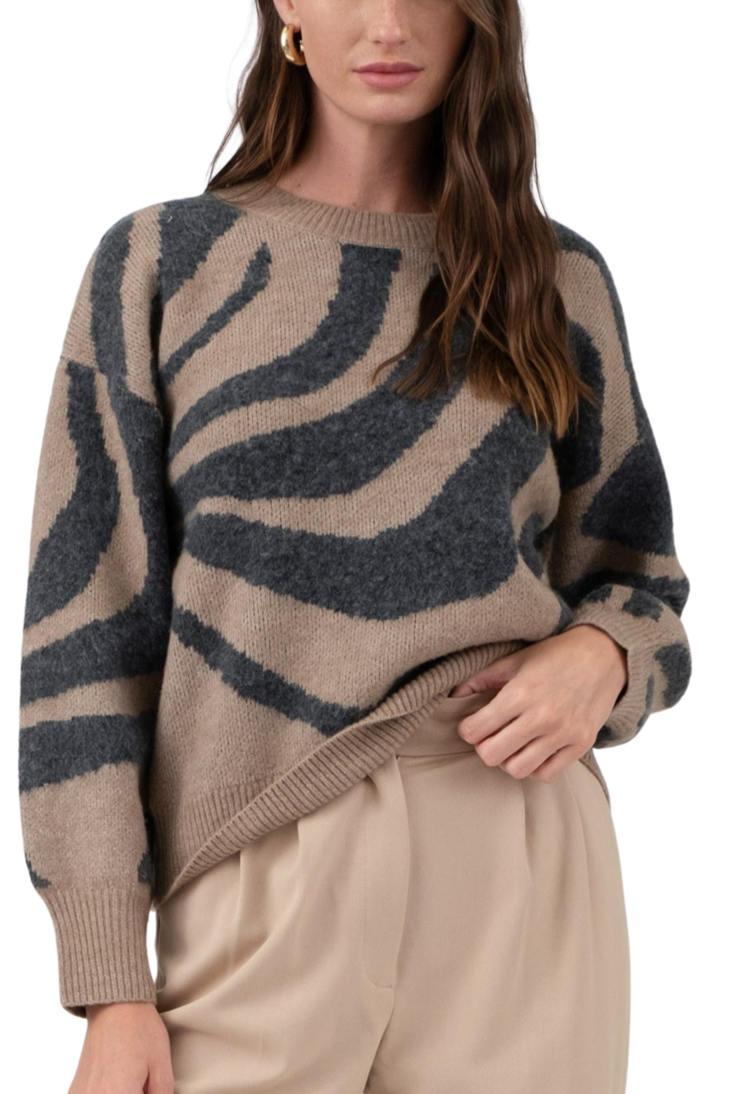 Zebra Print Long Sleeve Sweater