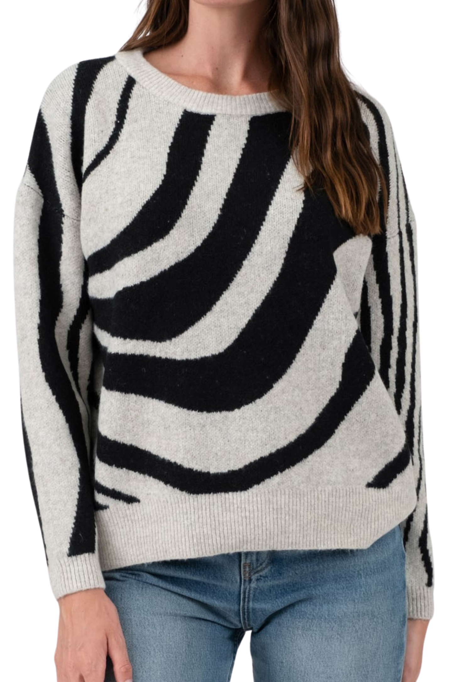 Zebra Print Long Sleeve Sweater