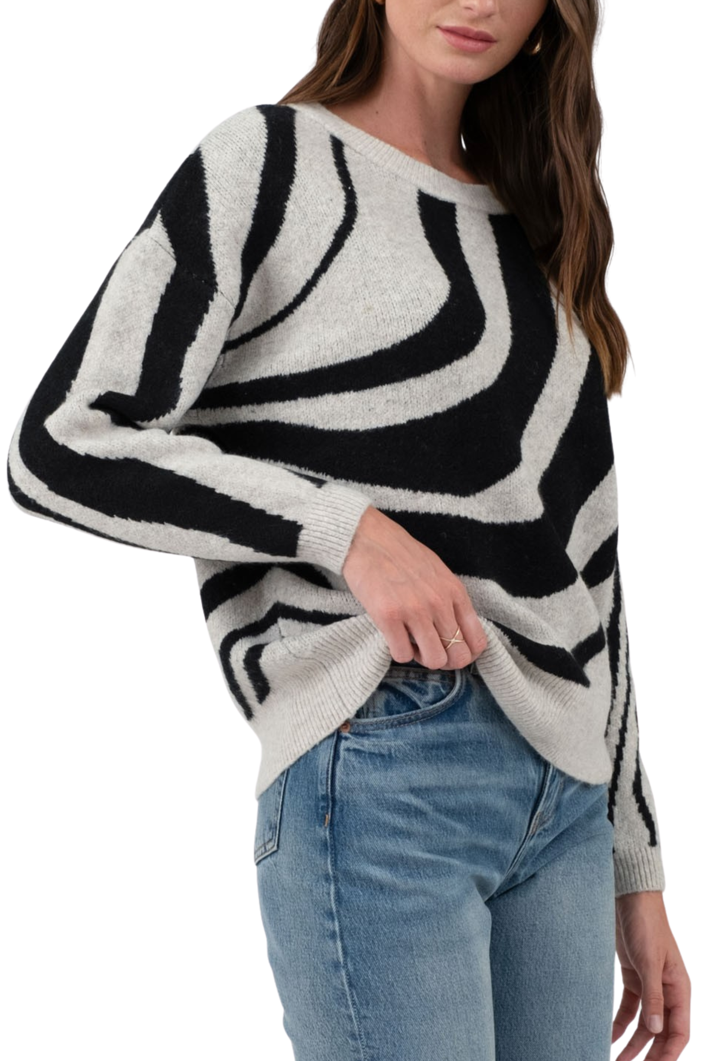 Zebra Print Long Sleeve Sweater