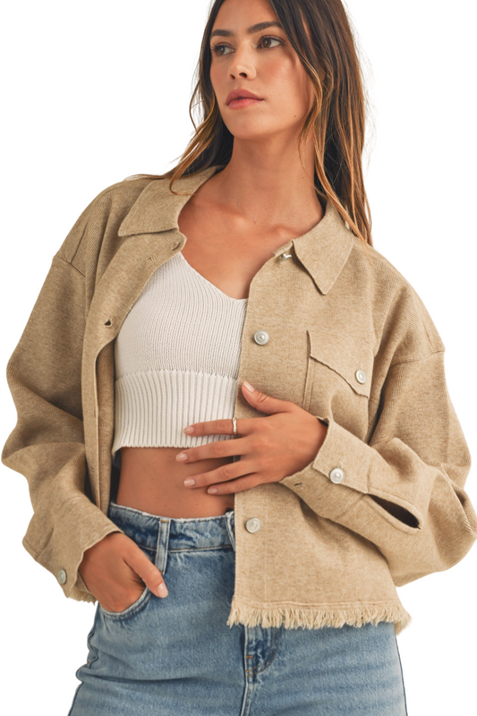 Fringed Oversized Knit Sweater Jacket