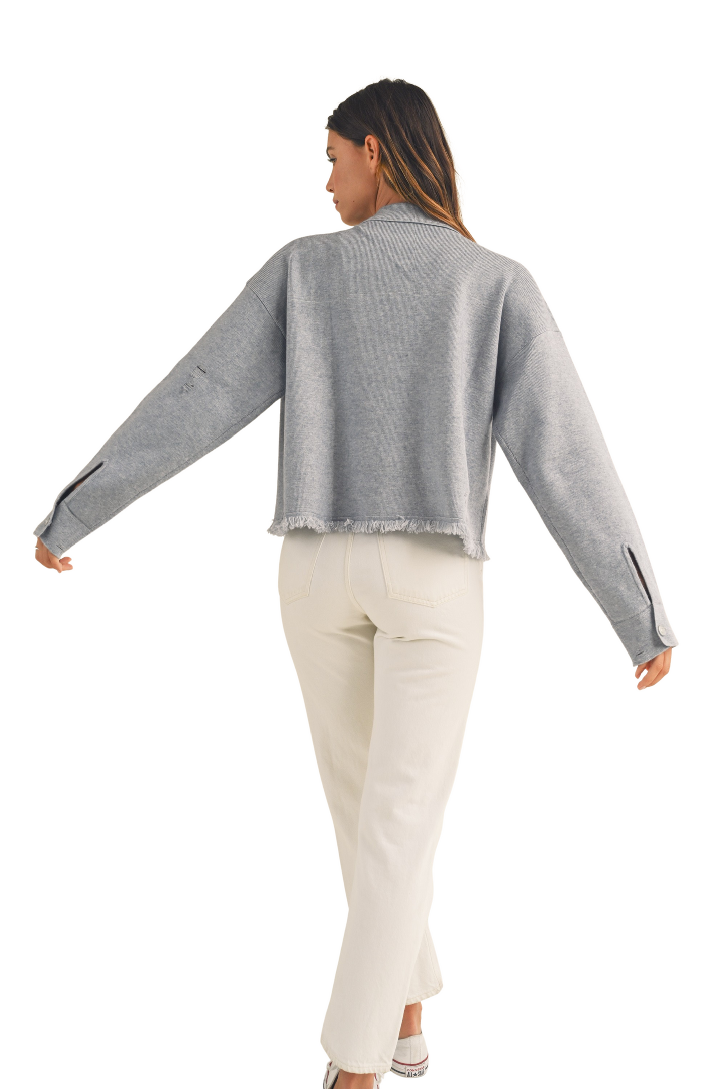 Fringed Oversized Knit Sweater Jacket