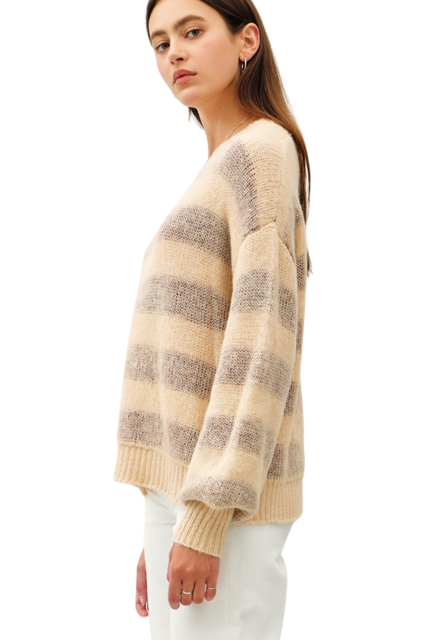 Wool Blend Striped Relaxed Sweater