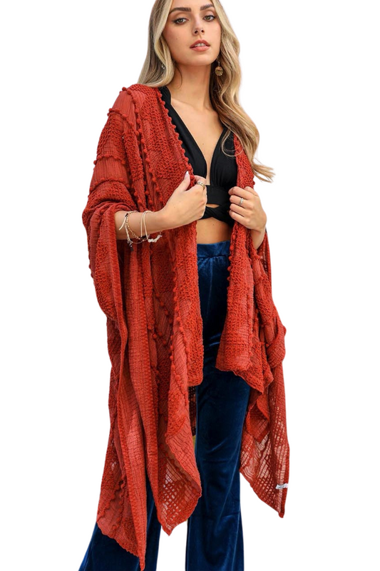 Embroidered Zig Zag Soft Kimono