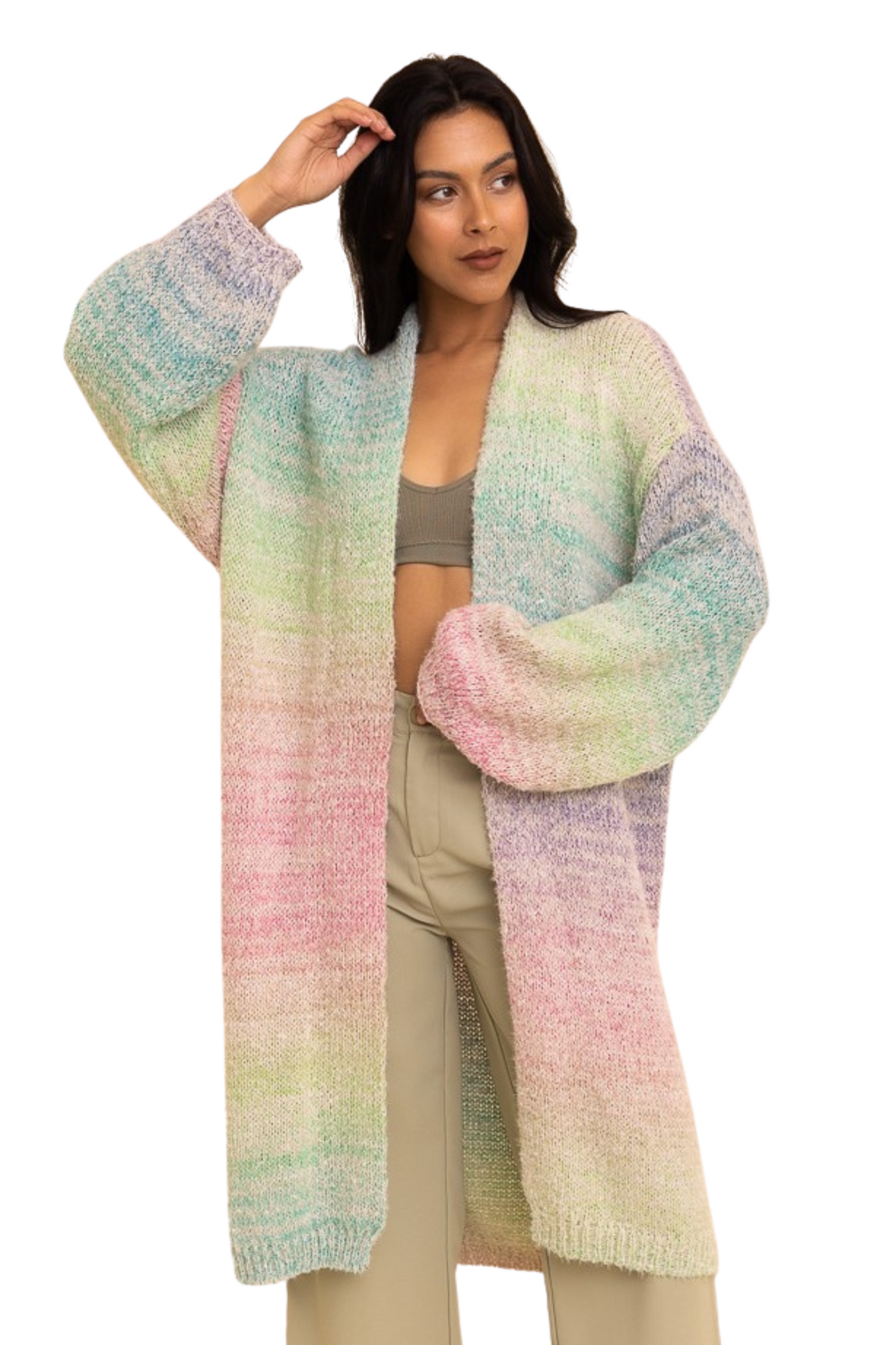 Cozy Knit Ombre Longline Cardigan