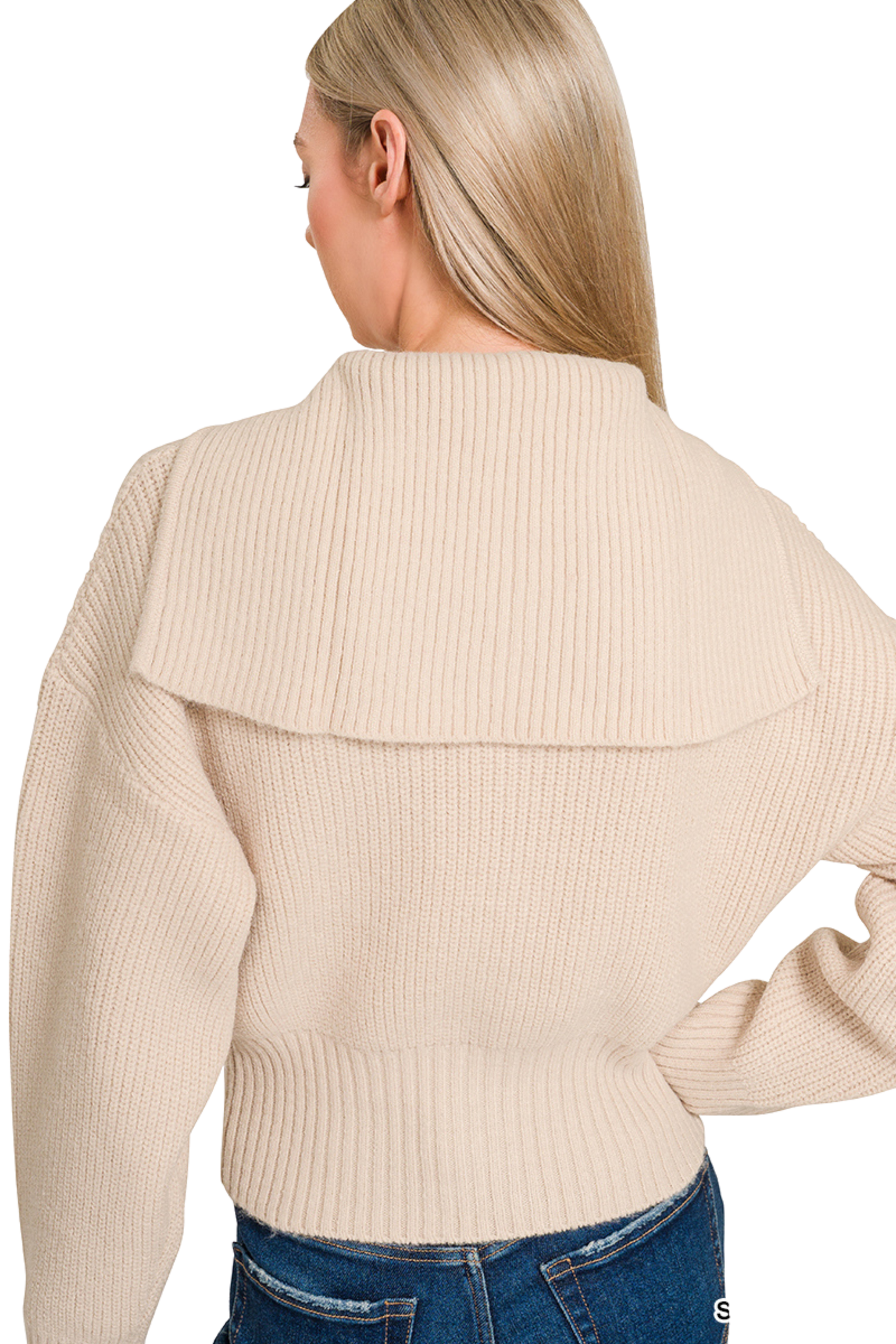 Collared Zip Up Knit Sweater