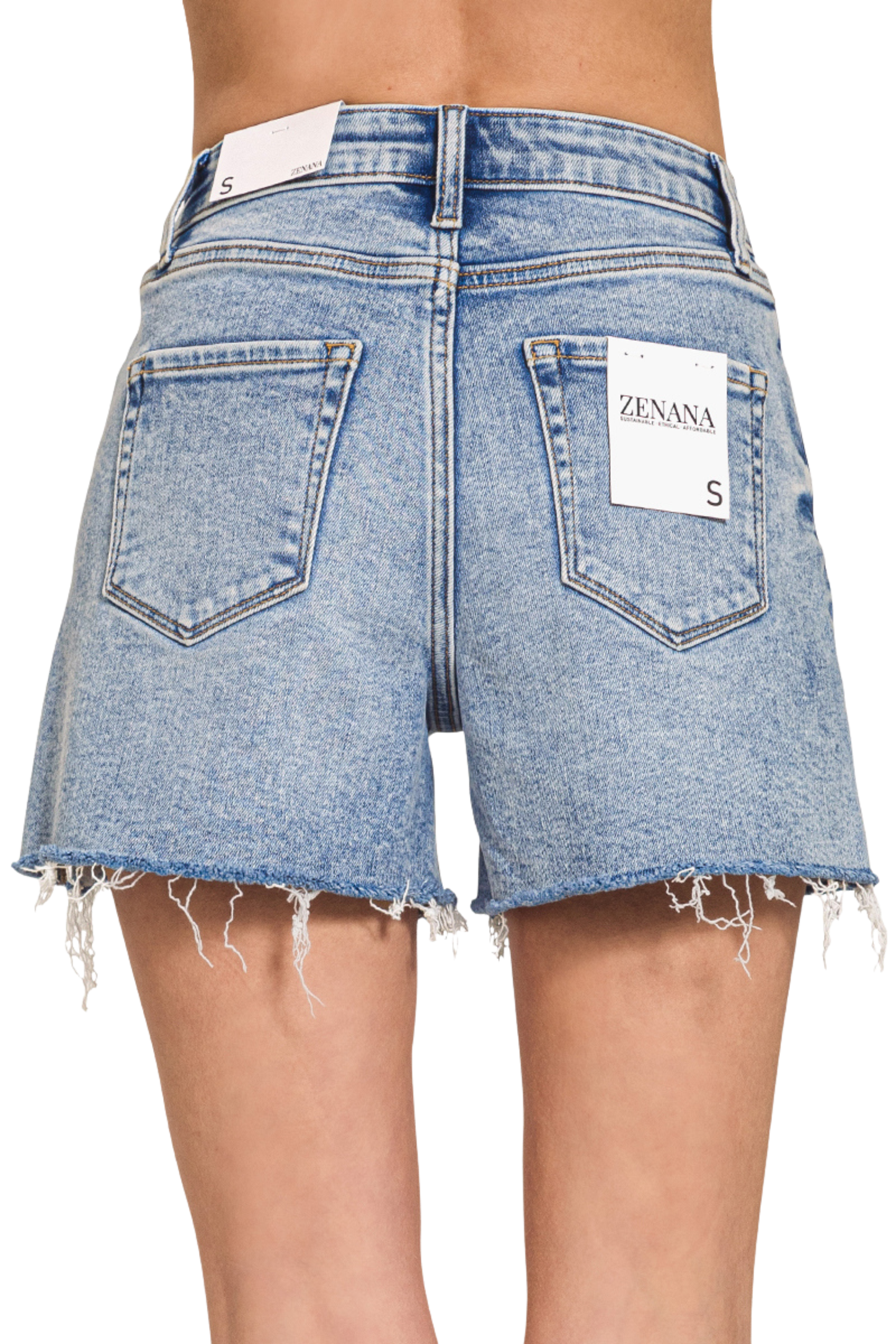 Distressed High Waist Denim Shorts
