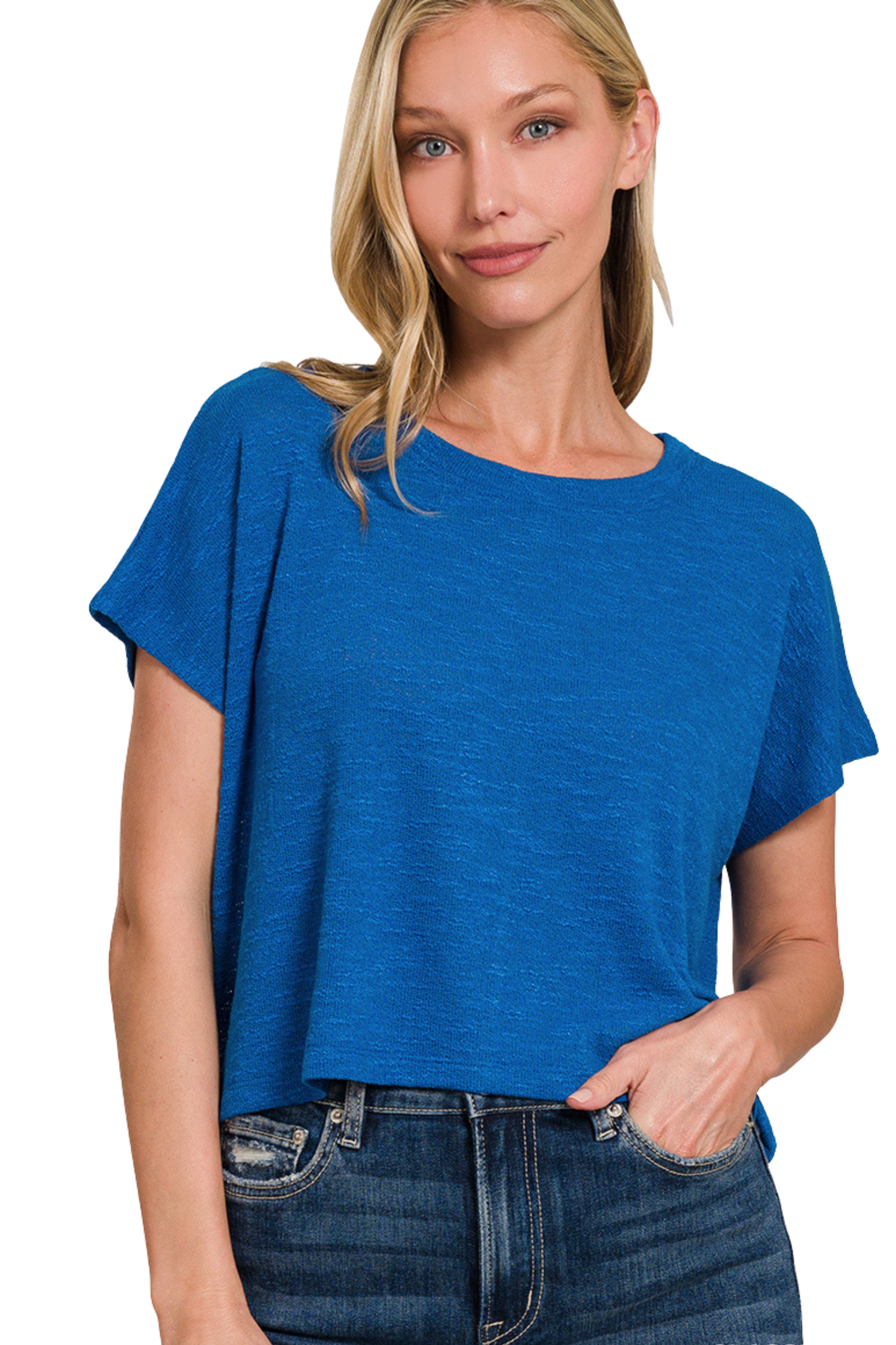 Relaxed Drop Shoulder Boxy Crew Neck Crop Tee