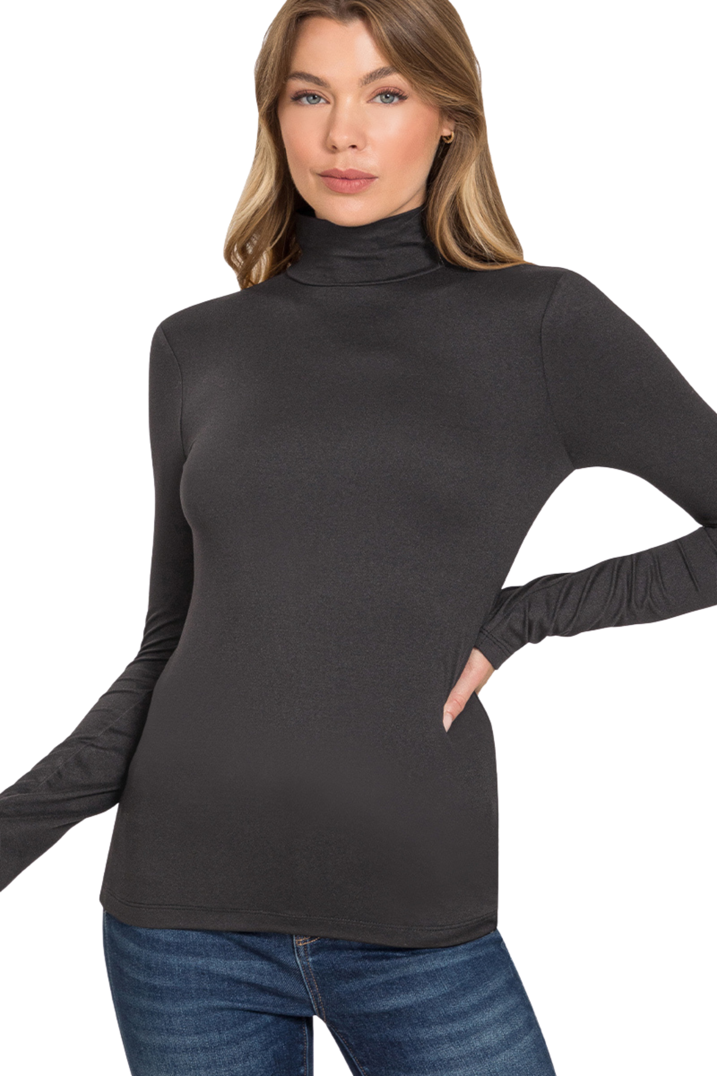 Brushed Microfiber Slim Fit Turtleneck
