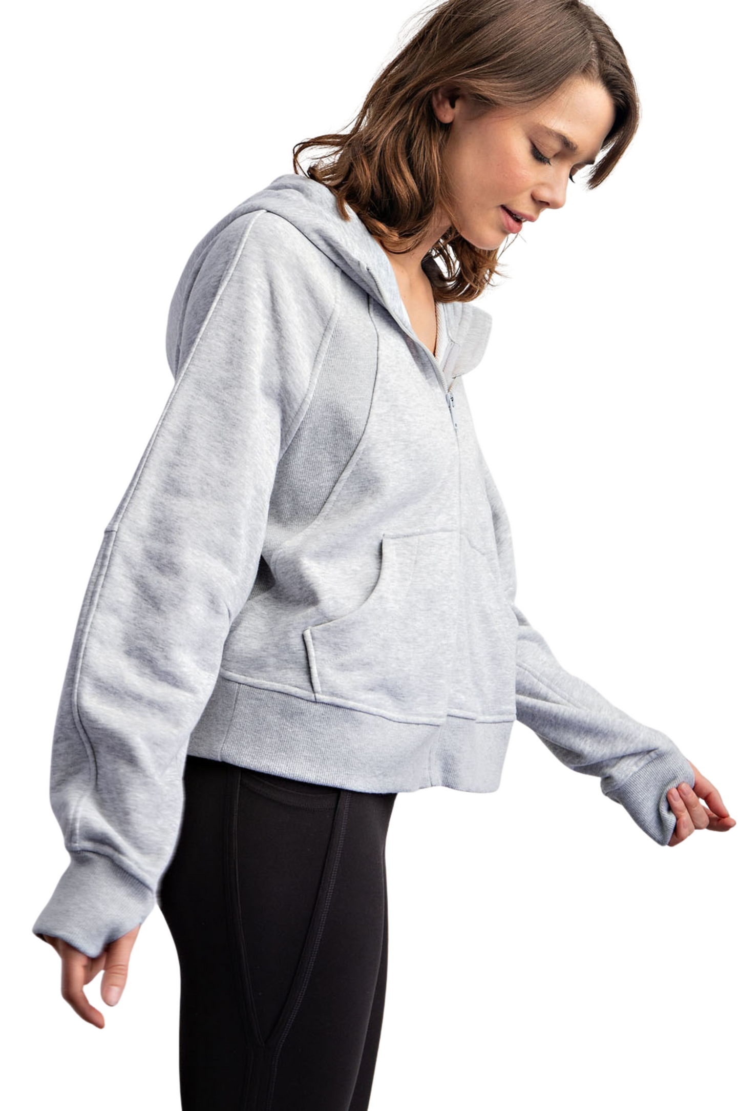 French Terry Full Zip Hoodie with Kangaroo Pockets