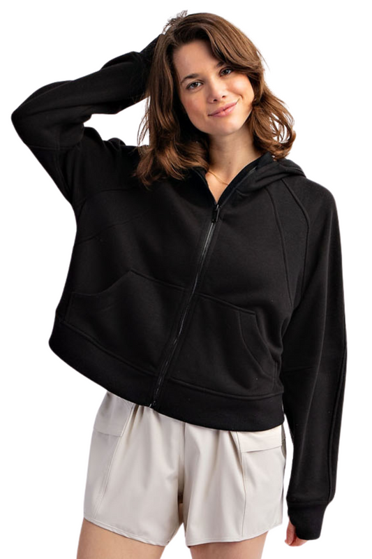 French Terry Full Zip Hoodie with Kangaroo Pockets