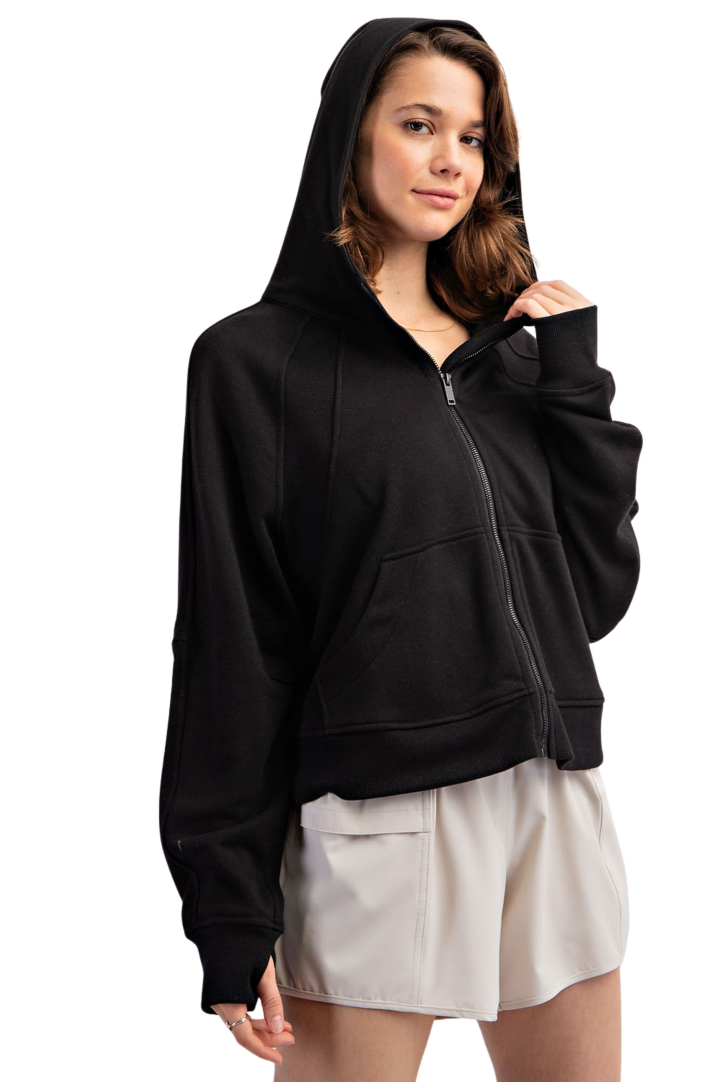 French Terry Full Zip Hoodie with Kangaroo Pockets