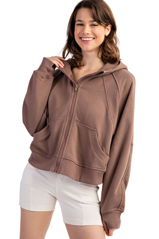 French Terry Full Zip Hoodie with Kangaroo Pockets