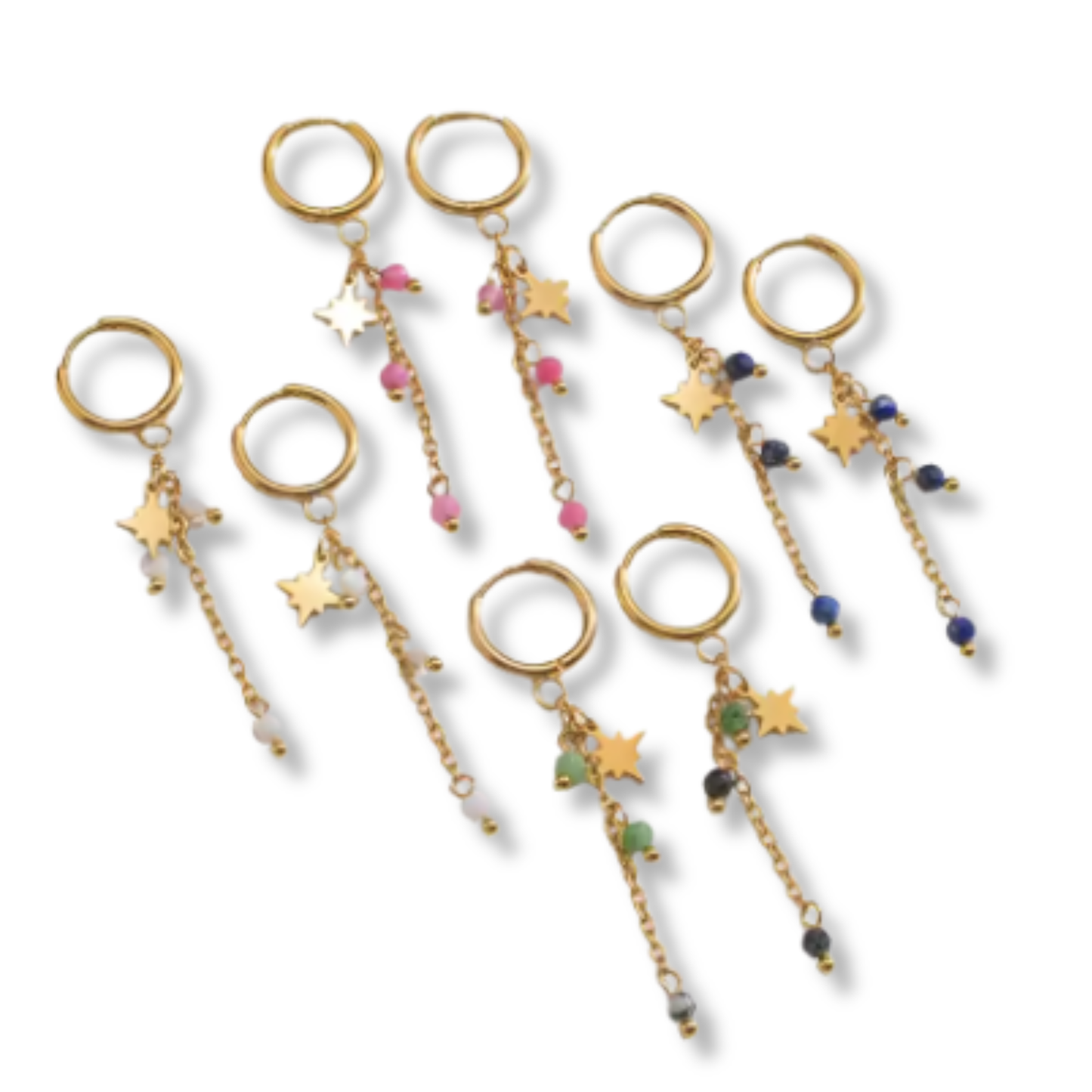 Sestra By Intro Stainless Steel Star & Bead Huggies