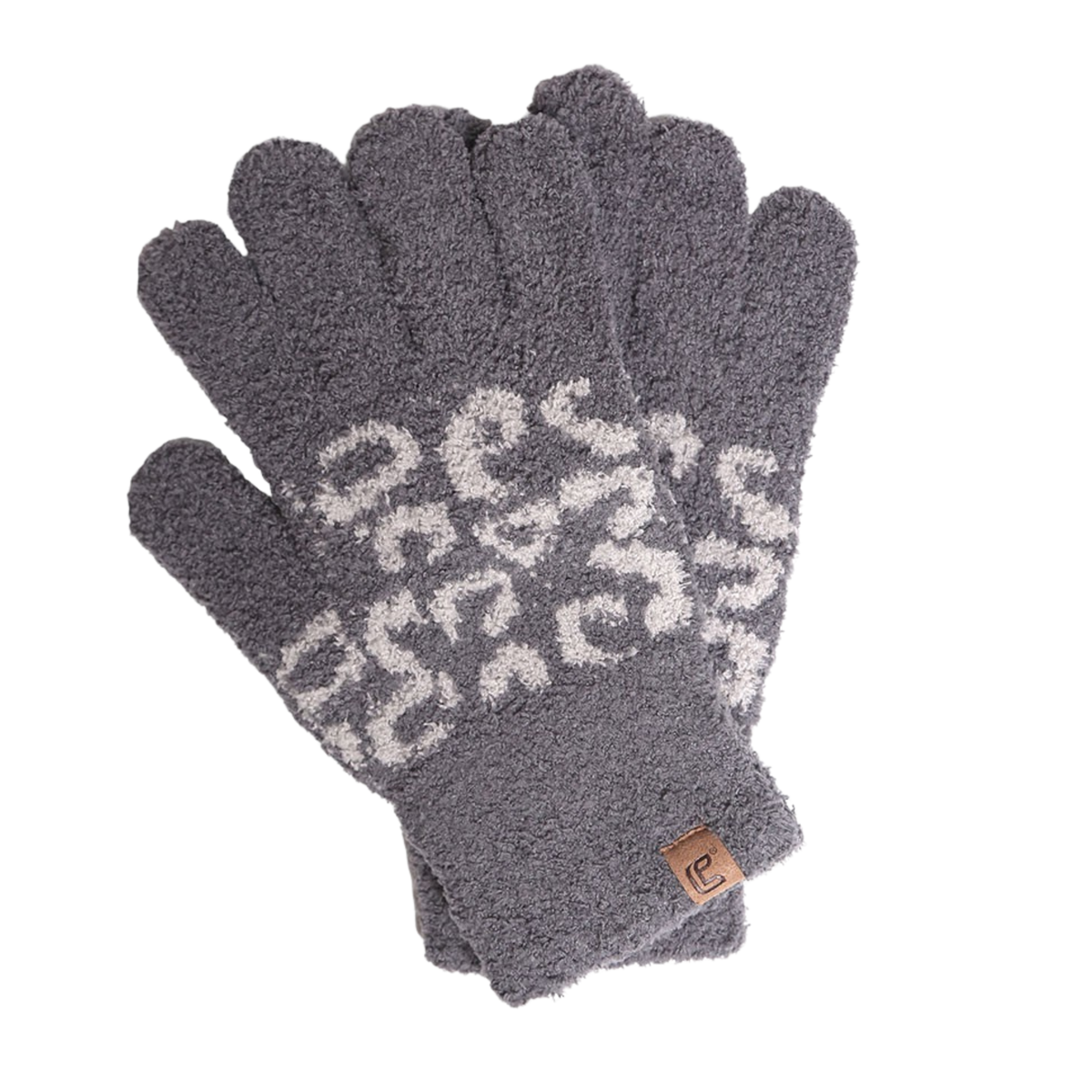 Chenille Leopard Print Gloves