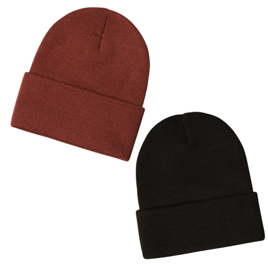 Unisex Solid Knit Cuffed Beanie