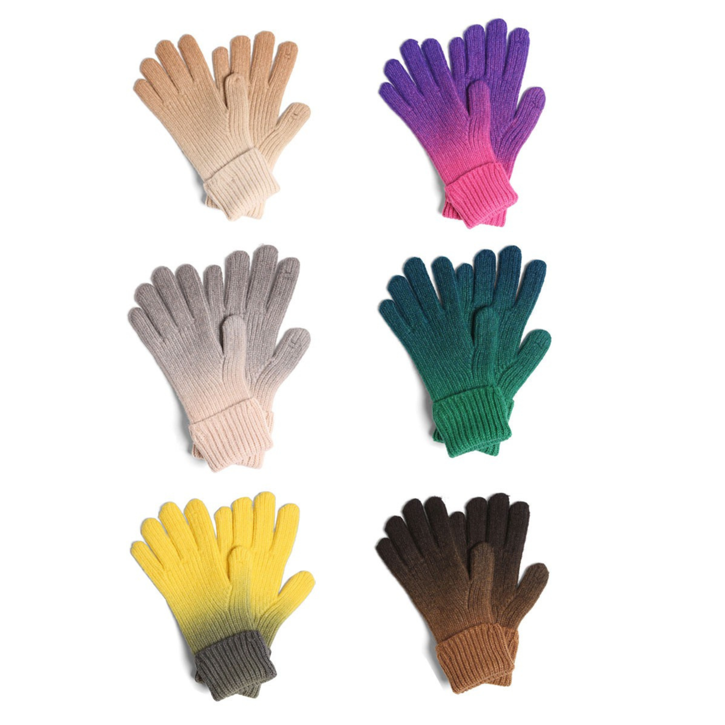 Gradient Cable Knit Cuffed Gloves