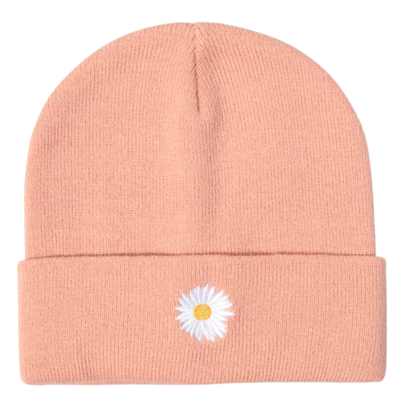 Embroidered Daisy Knit Beanie