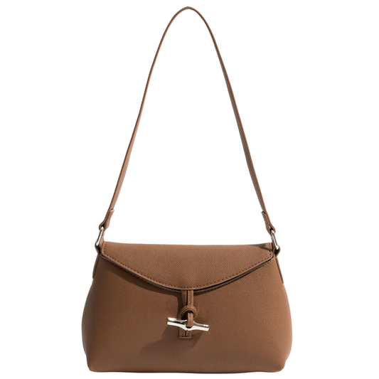 Vegan Leather Buckle Flap Shoulder Bag