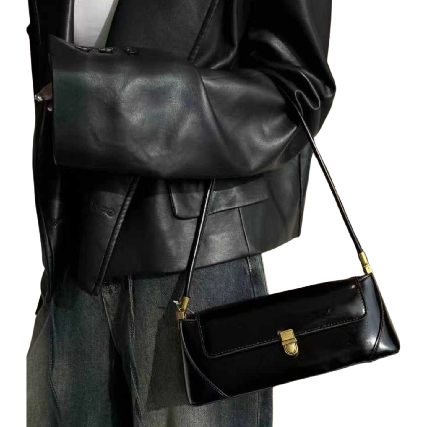 Vintage Style Envelope Shoulder Bag with Front Latch Closure