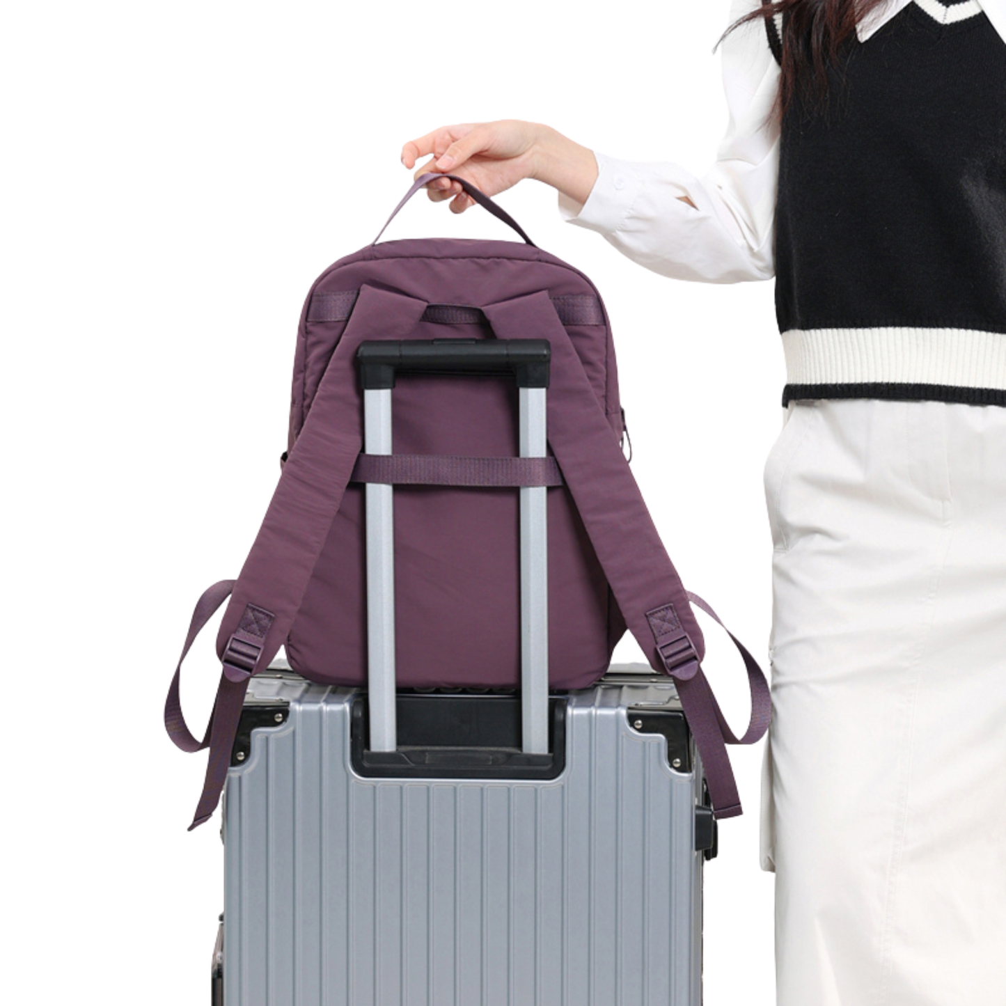 Essential Travel Nylon Backpack with Buckles