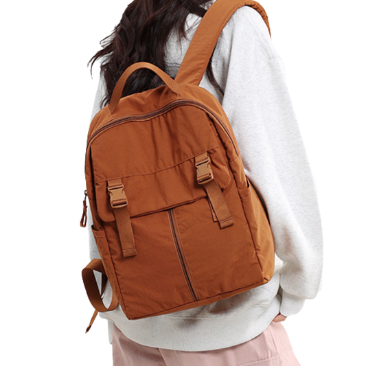 Essential Travel Nylon Backpack with Buckles
