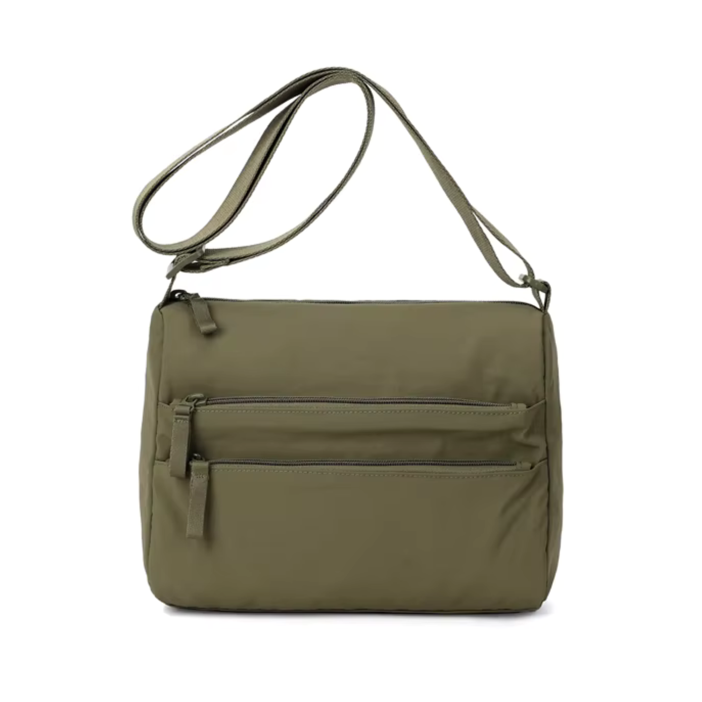 Sporty Nylon Double Zipper Crossbody Bag