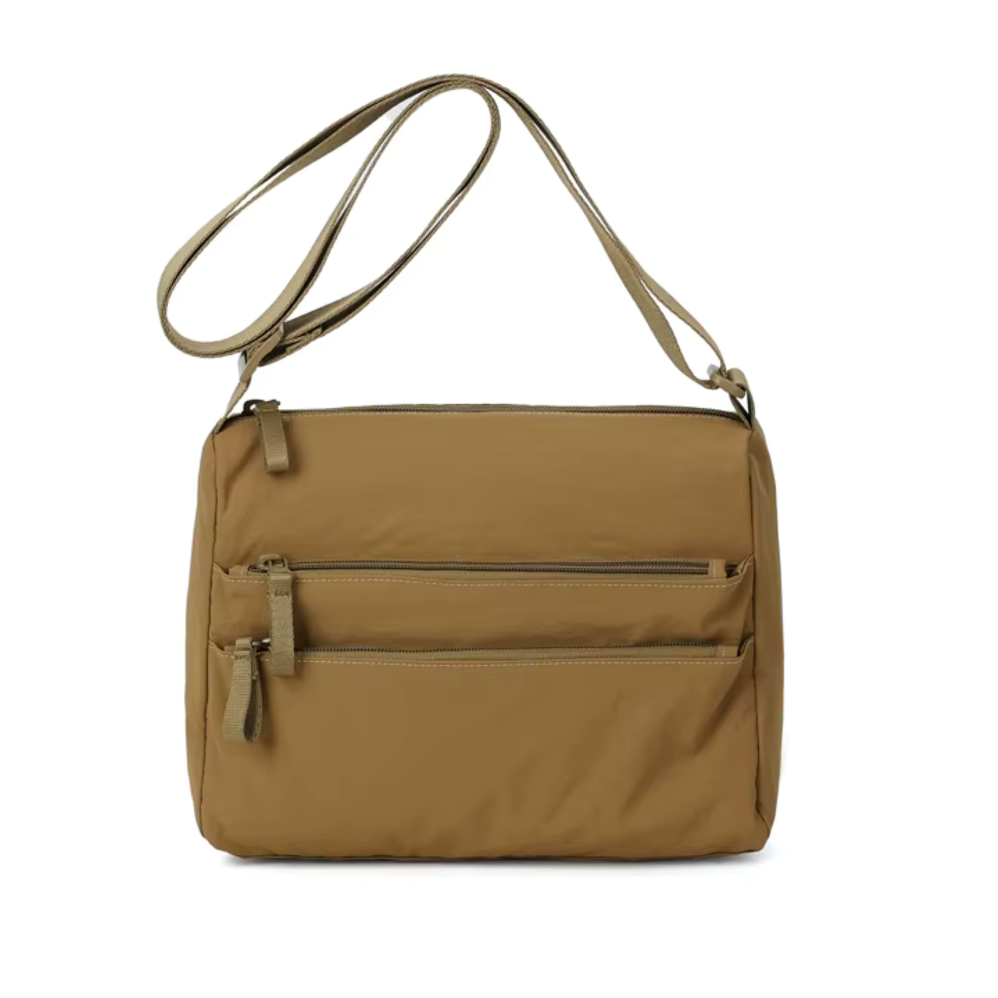 Sporty Nylon Double Zipper Crossbody Bag