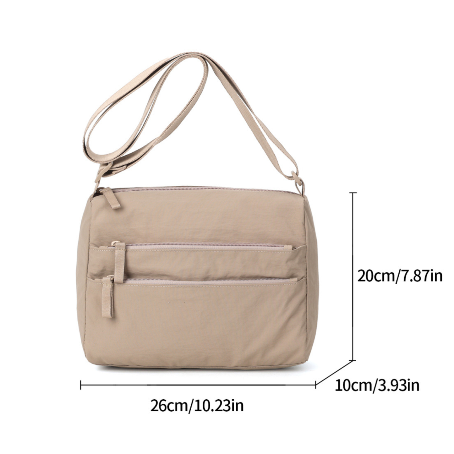 Sporty Nylon Double Zipper Crossbody Bag