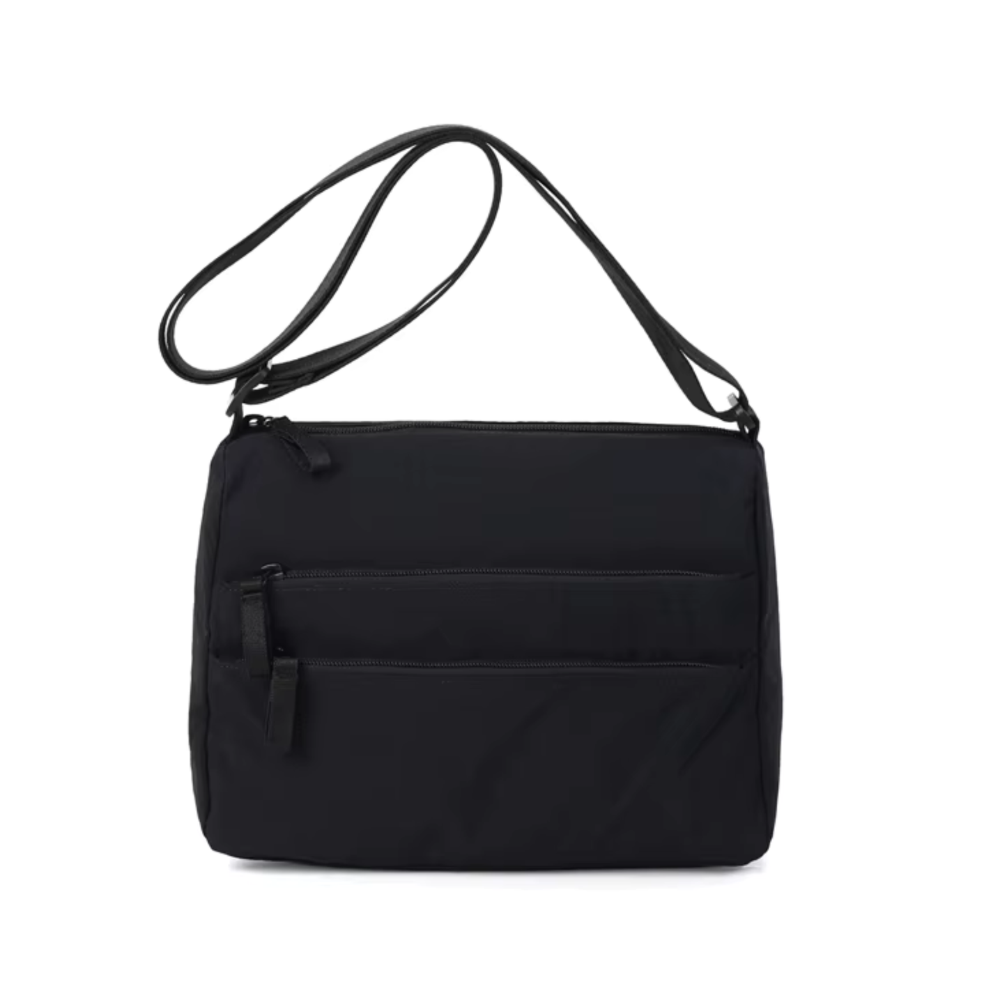 Sporty Nylon Double Zipper Crossbody Bag