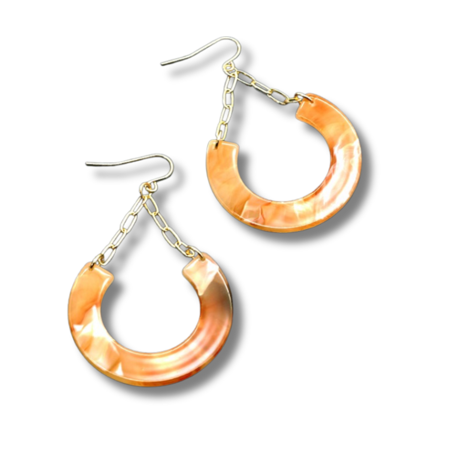 Horseshoe Chain Link Acrylic Drop Earrings