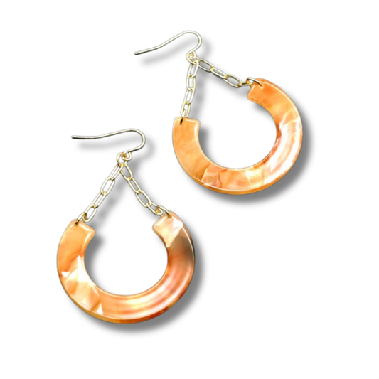 Horseshoe Chain Link Acrylic Drop Earrings