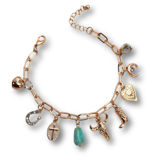 Western Cowgirl Station Charm Bracelet