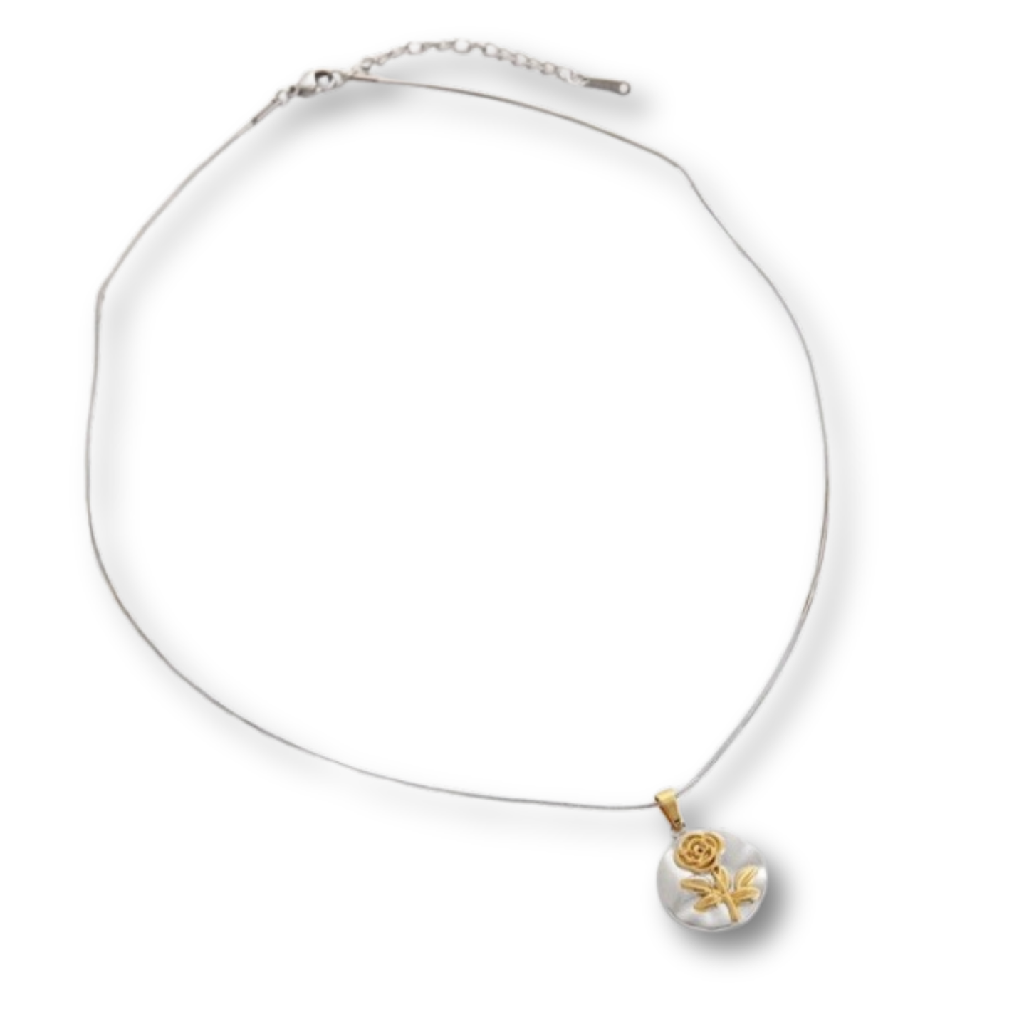 Stainless Steel Rose Coin Necklace